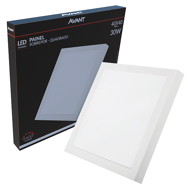 Painel Plafon Sobrepor Avant BR 6500K 30W 40x40cm