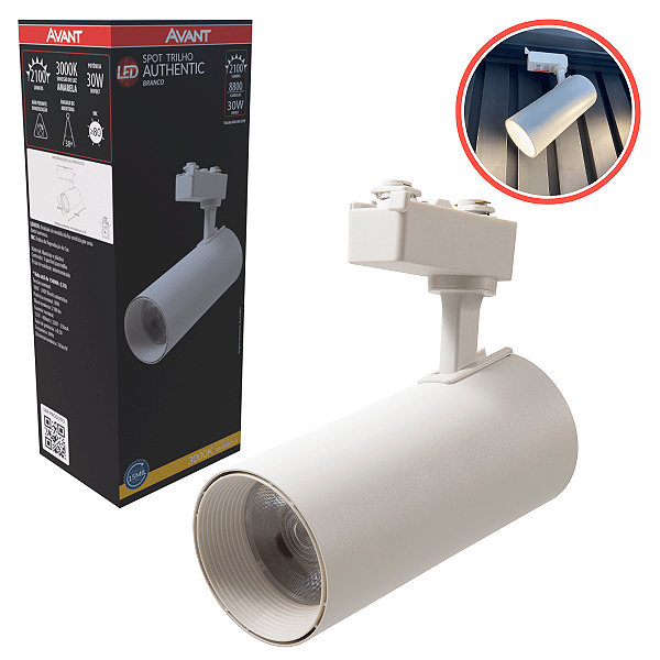 Spot Trilho Branco Avant Authentic 3000k 30W