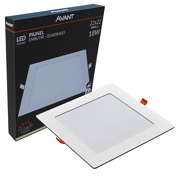 Painel Plafon Embutir Avant Pop 4000K 18W 22x22cm