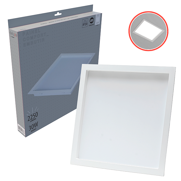Painel Plafon Embutir Branco Recuado Avant Comfort 30W 342x342mm 6500K