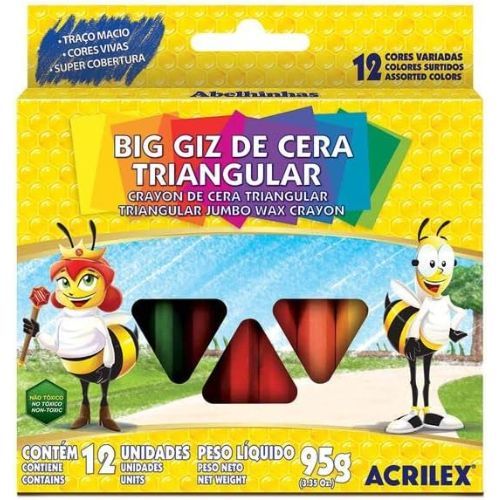 Big Giz de Cera 12 Cores Triangular Acrilex