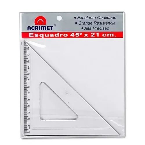 Esquadro Escolar Resistente 21 Cm 45? Acrimet 532
