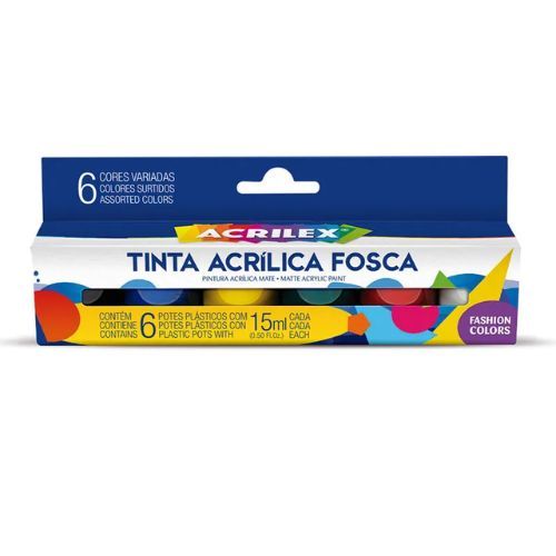 Tinta Acrilica Fosca 15 Ml com 06 Cores Acrilex