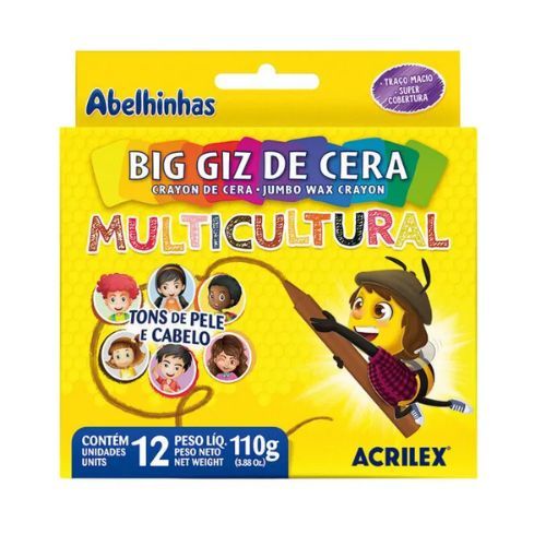Big Giz De Cera Multicultural 12 Cores Acrilex