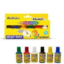 Tempera Guache Show Color 18ml com 06 Cores com Pincel Acrilex