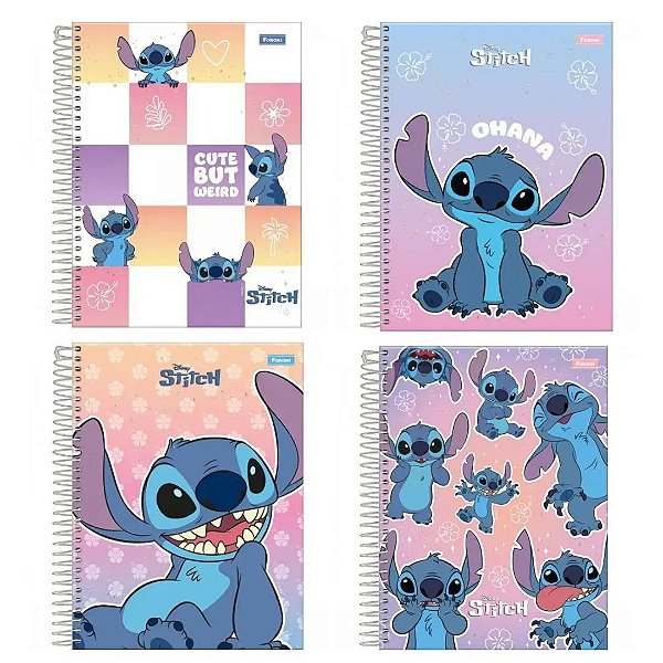 Caderno College Capa Dura 10 Materias Stitch 160f Foroni