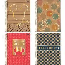 Caderno Esp Univ Capa Dura 10 Materias 160 Fls Mickey E Minnie Arts Kraft Jandaia