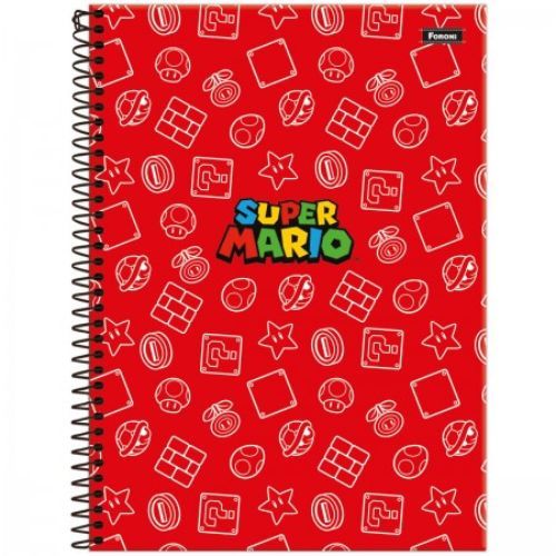 Caderno Univ Capa Dura 1 Materia Super Mario Bros 80 Folhas Foroni