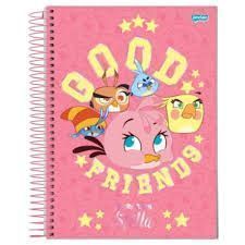 Caderno Univ Capa Dura 10 Materias Angry Birds Stella Jandaia