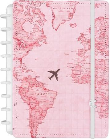 Caderno Inteligente By Gocase Mapa Mundi Rosa Grande