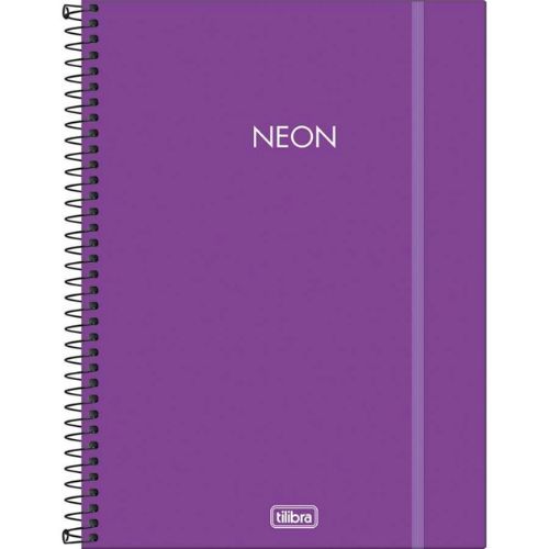 Caderno Univ Capa Plastica 10 Materias Neon Roxo 160 Folhas Tilibra