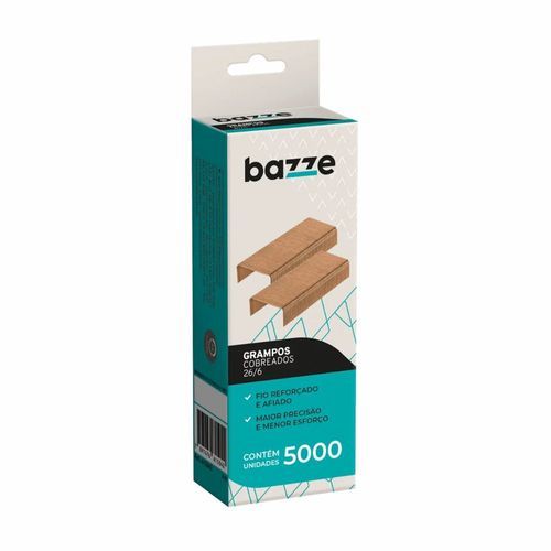 Grampo 26/6 Cobreado Cx com 5000 Bazze