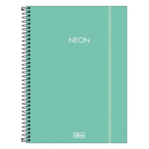 Caderno Univ Capa Plastica 10 Materias Neon Turquersa 160 Folhas Tilibra
