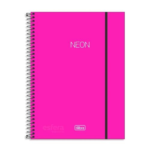 Caderno Univ Capa Dura 10 Materias Neon Rosa Tilibra