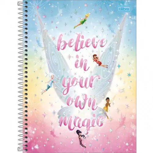 Caderno Univ Capa Dura 10 Materias Fadas 160f Tilibra