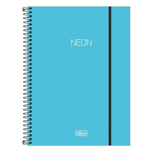 Caderno Univ Capa Plastica 10 Materias Neon Azul 160f Tilibra