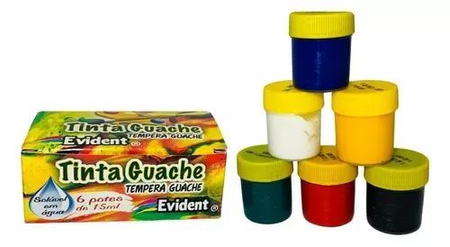 Tinta Guache 15Ml 6 Unidades Evident