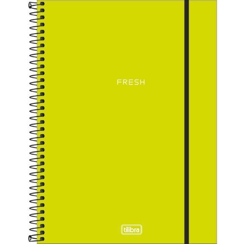 Caderno Univ Capa Plastica 10 Materias Neon Verde Limao 160f Tilibra