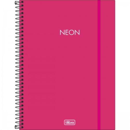 Caderno Univ Capa Plastica 10 Materias Neon Rosa 160f Tilibra