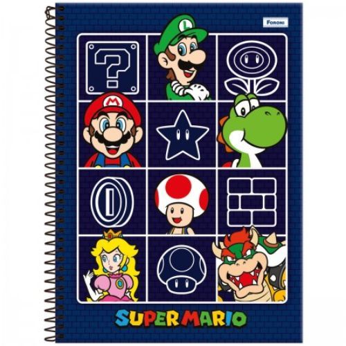 Caderno Univ Capa Dura 1 Materia Super Mario 96f Foroni