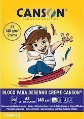 Bloco de Desenho Escolar Creme 20Fls A3 200gm/2 Canson
