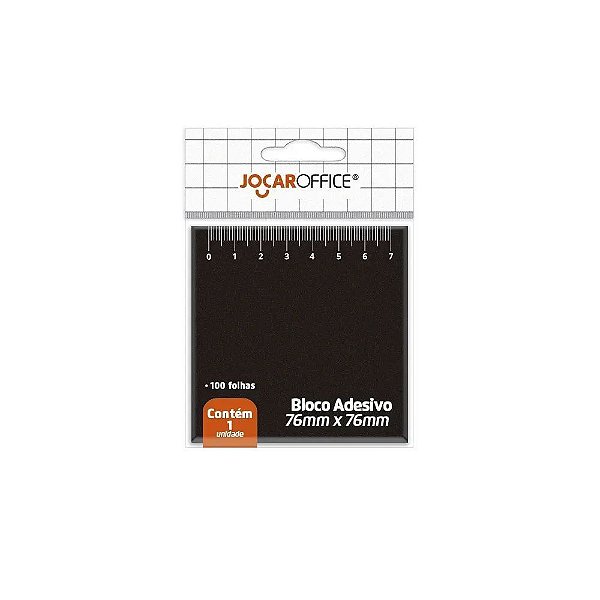 Bloco Adesivo Regua Preto 76x76mm Jocar Office