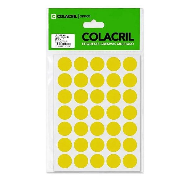 Etiqueta 5001Am Redonda 19Mm Amarelo 35 Etiquetas 12Fls Colacril