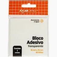 Bloco Adesivo Transparente Cristal 76x76mm 50f Jocar Office