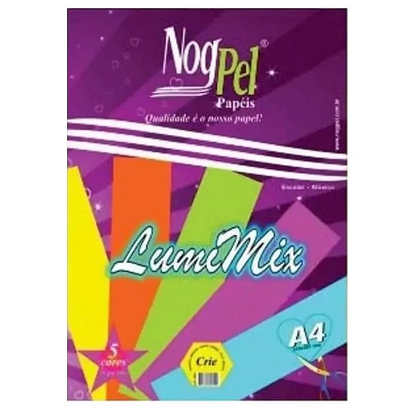 Bloco De Papel Lumimix A4 75G 5 Cores 25Fls Nogpel