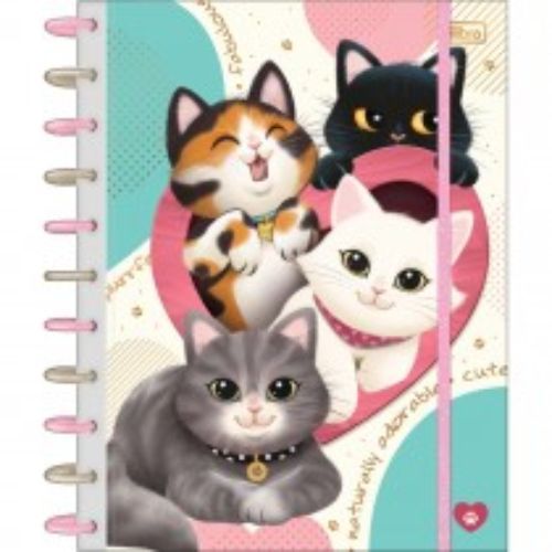 Caderno Universitario Tilidisco Connect 10 Materias Purrfect Cats 160 Folhas Tilibra