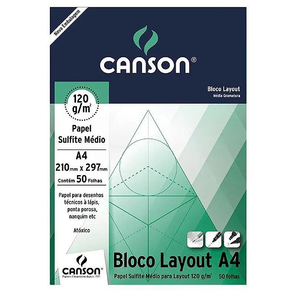 Bloco De Papel Layout Linha Estudante A4 120G Pct C/50 Fls Canson