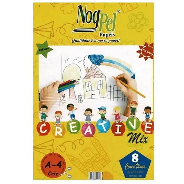 Bloco de Papel Creative Mix A4 80G 24FLS 8 Cores Nogpel