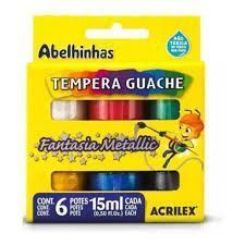 Tempera Guache Fantasia Metallic com 06 Unidades Acrilex