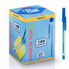 Caneta Esferografica Pop 0.7 Zul Pote com 100 Compactor