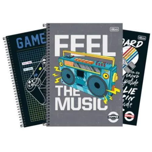Caderno Univ Capa Dura 12 Materias Pepper Masculino Tilibra