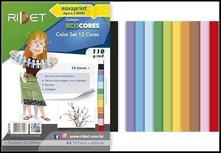 Bloco Ecocores Color Set 12 Cores A3 110g 24F Ridet