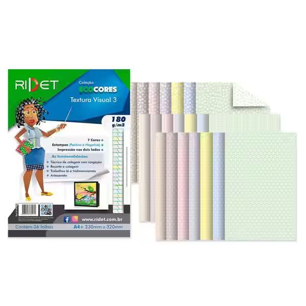 Bloco Ecocores Textura Visual 7 Cores 180g A4 36F Ridet