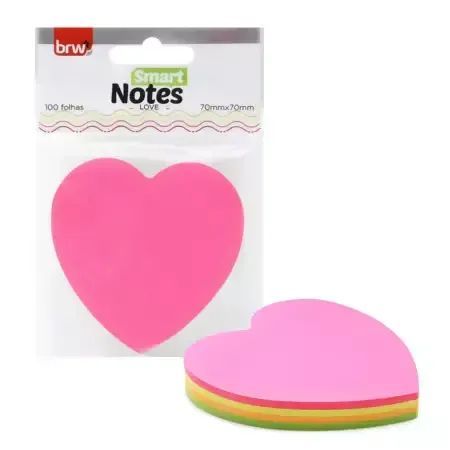 Bloco Smart Notes 70X70Mm Love Coracao Colorido Neon Brw