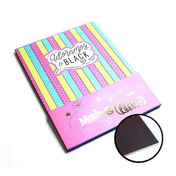 Bloco De Lettering Adoramos Black A4 24 Folhas Pretas 180g Merci