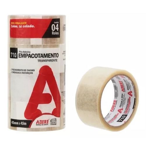 Fita PVC Empacotamento 45MMX40M Transparente 710 Pacote com 4 Rolos Adere