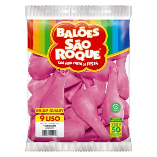 Balao Imperial 9 Rosa Tutti-Frutti com 50 Unidades Sao Roque