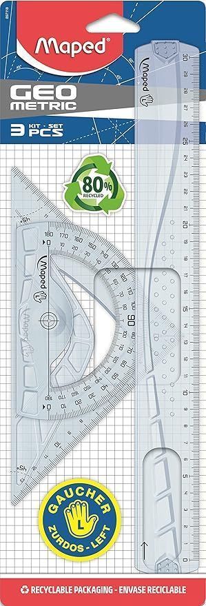 Kit Geometrico com 3 Pecas para Canhoto Maped