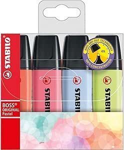 Marca Texto Boss Pastel 70/4-2 Estojo com 4 Cores Stabilo