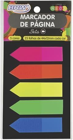 Marcador De Paginas Seta 12X44Mm Neon 5 Cores Brw