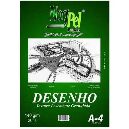 Papel Desenho Branco A4 140 Gr Folha Nogpel