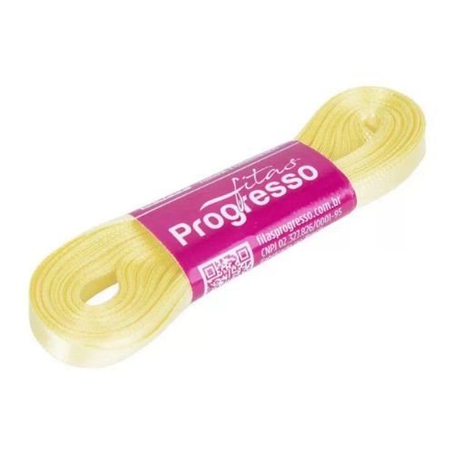 Fita de Cetim CF001 7mmx10m 1389 Amarelo Bebe Progresso