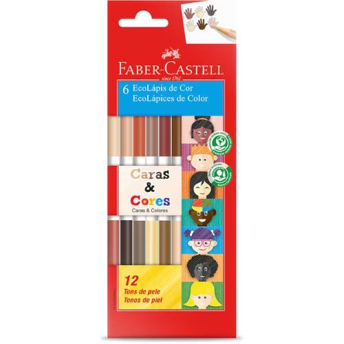 Ecolapis de Cor Caras & Cores com 12 Tons de Pele Faber Castell