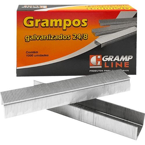 Grampos Galvanizados 24/8 Caixa com 1000 Gramp Line