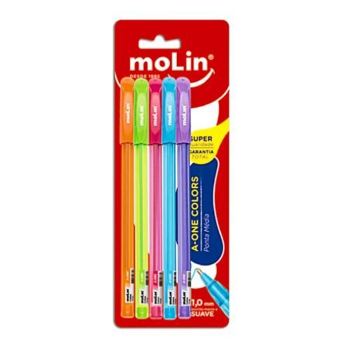 Caneta One Colors 1,0Mm com 5 Cores Molin
