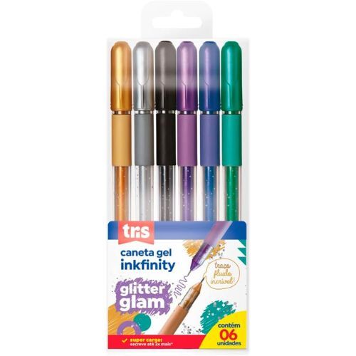 Caneta Gel Inkfinity Glitter 1.0Mm com 6 Unidades Tris
